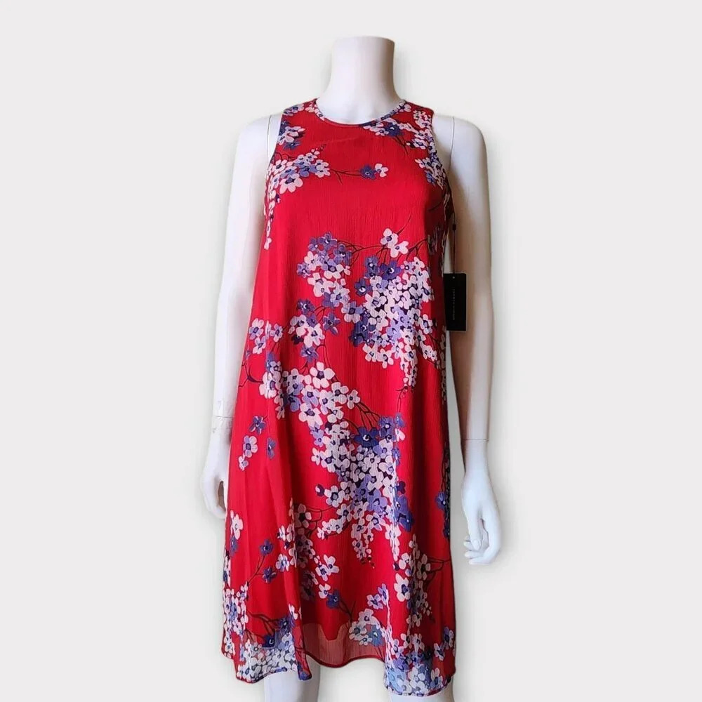 Tommy Hilfiger Womens A-line Dress Size 4 Floral Mini Trapeze Sleeveless